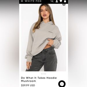 White fox Do What It Takes Hoodie - Mushroom - L/XL - NWOT